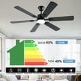 thumbnail image 2 of 56inch Modern Black Ceiling Fans with Lights and Remote/App Control, Dimmable LED, Reversible DC Motor, Noiseless, 6 Speeds,6 Pieces Blade Low Profile Ceiling Fan for Livingroom Indoor/Outdoor Use, 2 of 8