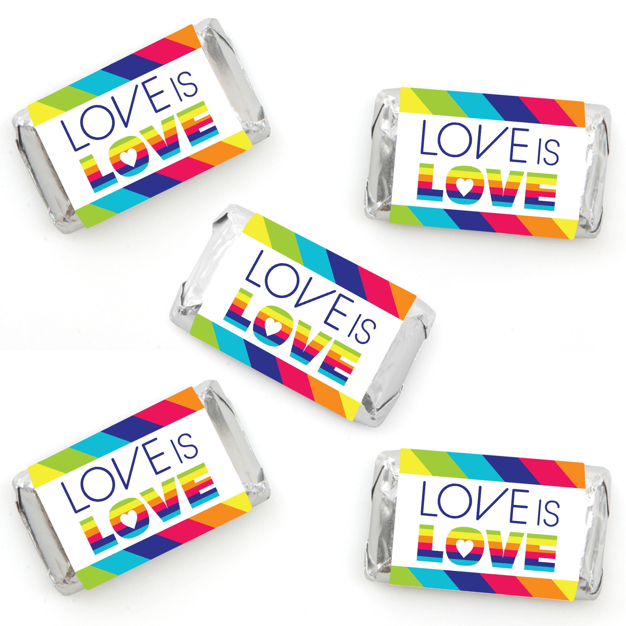 Love is Love Gay Pride Mini Candy Bar Wrapper Stickers LGBTQ