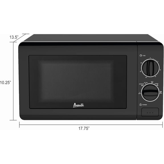 Compact Microwave Oven 700- with 5 Power Settings, Defrost, Glass Turntable, Black