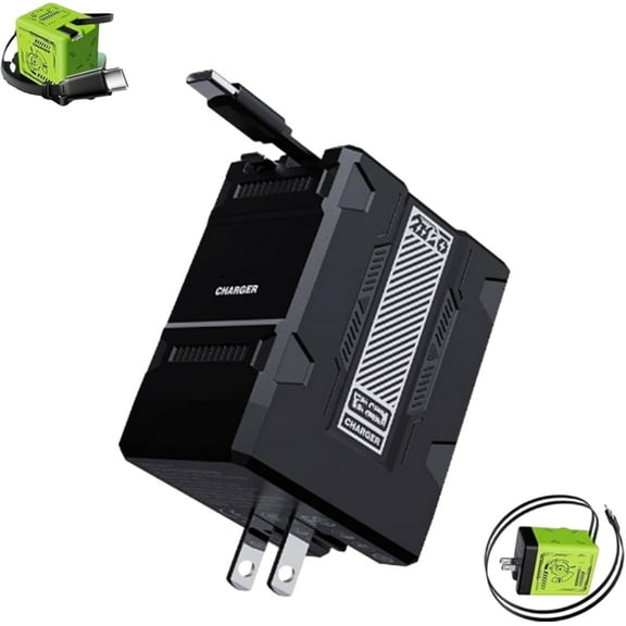 2-in-1 Gans Pd3.0 Charger with Retractable Cables, Scalable Retractable 120w Fast Charger Module, All in 1 Foldable Charging Adapter Wall Plug for Phone, Tablet & Watch (Black)