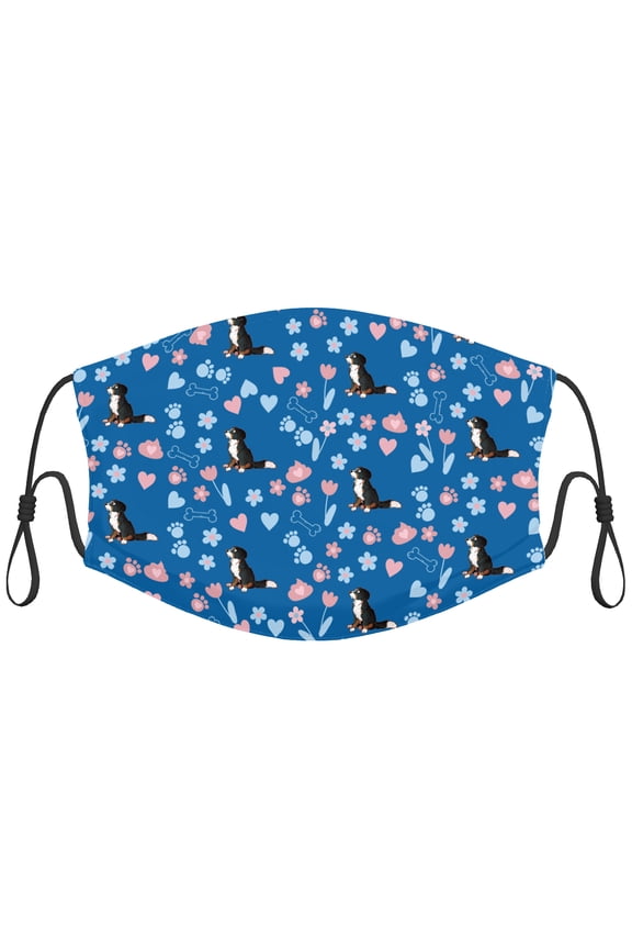 Cute Mountain Dog Graphic Printed Cloth Face Masks Reusable Washable Adjustable for Child (1 PCS)