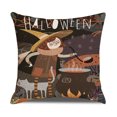 thumbnail image 5 of Funda de almohada de gato negro de Halloween, 18.0 x 18.0 in, saludos, bruja, arpillera, funda de cojín, 4 unidades ER, 5 of 5