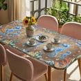 thumbnail image 3 of Seahorse Coastal Table Cloths for 3 Foot Rectangle Tables, Summer Nautical Starfish Coral Brown Anchor Patio Waterproof Elastic Fitted Tablecloths, Washable Rectangular Table Cover for Camping, 3 of 8