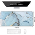 thumbnail image 2 of Desk Pad, XL Extended Large Gaming Mouse Pad 31.5 x 11.8 Inch, Waterproof Mousepad with Stitched Edges, Non-Slip Computer Keyboard Laptop Mat for Women Men Office Work, Blue Marble Design, 2 of 6