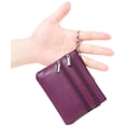 thumbnail image 2 of LAICAIW Women's Genuine Leather Coin Purse Mini Pouch Change Wallet with Keychain,Purple, 2 of 6