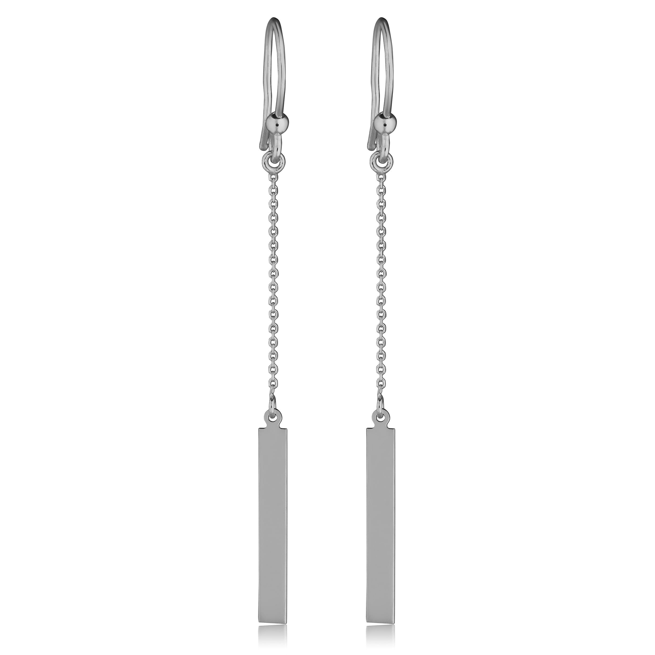14k Gold Bar Drop Earrings