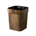 thumbnail image 2 of Walnut Brown Wood Grain Bathroom Garbage Can With Swing Top Lid, Rotating Design, Minimalist Can, Dustbin for Home, Garden, Office or Place of Business., 2 of 5