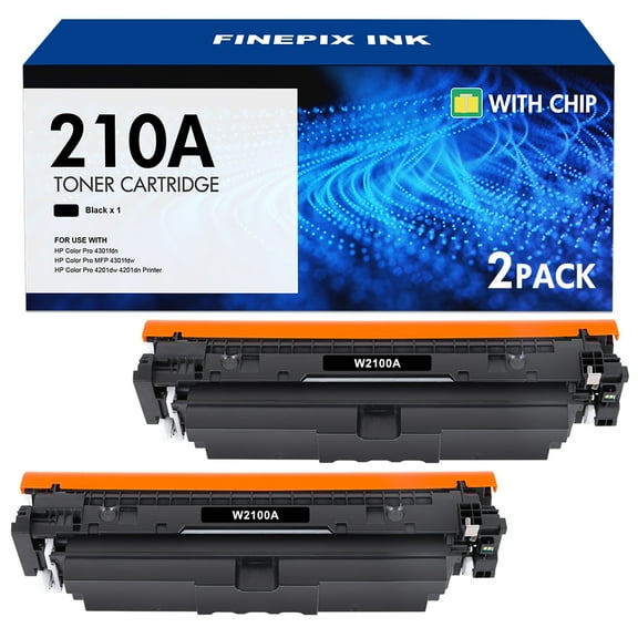 2 Pcs 210A Toner Cartridges Compatible for HP 210A W2100A Color Laserjet Pro MFP 4301 4201 4301fdw 4301fdn 4201dn 4201dw 210X W2100X Printer Ink, Black