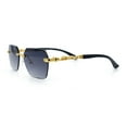 thumbnail image 6 of Luxury Rimless Beveled Rectangle Lens Jaguar Metal Figurine Arm Sunglasses Gold Black - Smoke, 6 of 8