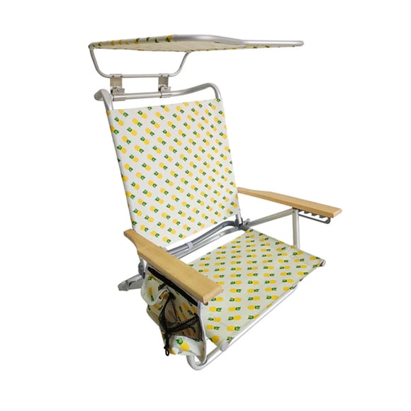 Bliss Hammocks Folding Beach Chair, Backpack Recliner with Canopy, Pineapple