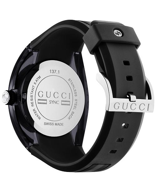 unisex black swiss sync gucci striped rubber strap watch