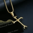 thumbnail image 4 of NEGS 18K Gold Plated Crucifix Cross Catholic Christ Pendant 24'' Chain Jesus Prayer Stainless Steel Necklace for Men Women, 4 of 7