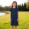 thumbnail image 4 of Girls Summer Dress Short Sleeve Crewneck T-shirt Dress Swing Casual Loose Beach Short Dresses with Pockets, 4 of 6
