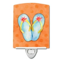 Caroline's Treasures BB8183CNL Flip Flops Orange Polkadot Ceramic Night Light, Orange, 6x4x3", multicolor
