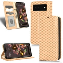 Nalacover for Google Pixel 6 6.4 inch Wallet Case,Luxury 360 Protection PU Leather Anti-Scratch Hidden Magnetic Closure Flip Folio Kickstand Credit Card Slots Shockproof Phone Cover,Beige