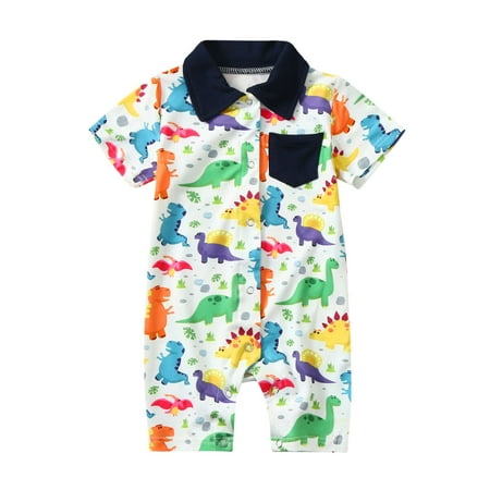 

Little Boy Onesies Baby Boys Outfits Gentleman Romper Jumpsuits Dinosaur Cartoon Boys Romper Jumpsuit