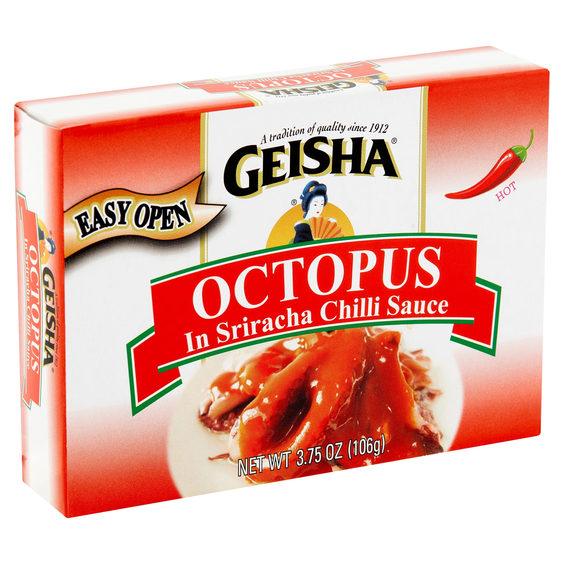 (2 pack) Geisha Octopus in Srirachara Chilli Sauce, 3.75 Oz (106g), Ready to Eat in an Easy Open Can