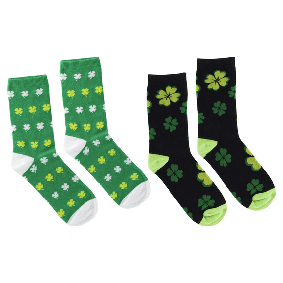 The Skyline Collection Women's Lucky Clover Socks In White and Black, Set of 2