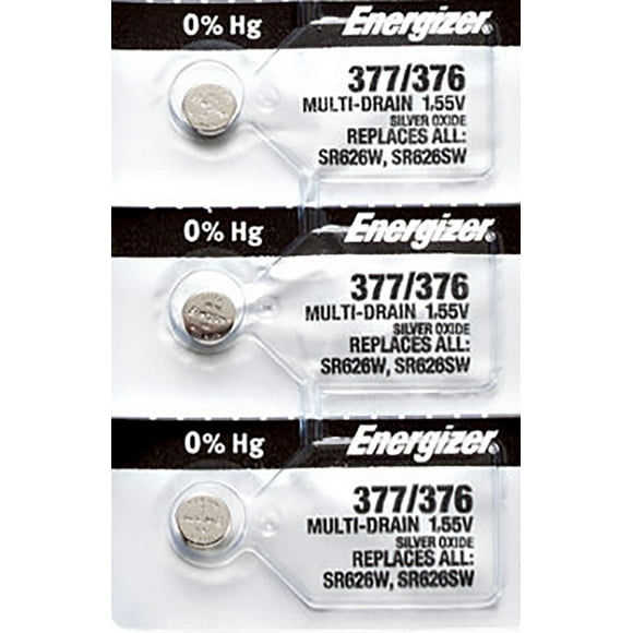 3 x Energizer 377 Watch Batteries, SR626SW or 376 Battery