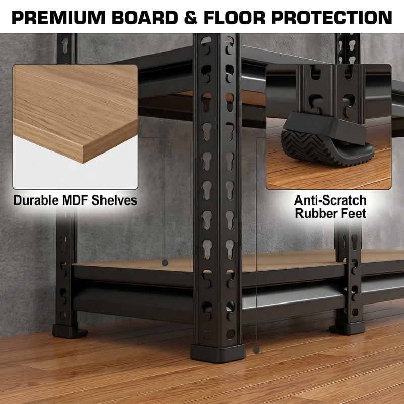 3-Tier Heavy Duty Storage Shelf, Adjustable Metal Shelving Unit with MDF Board, Boltless Tool-Free Assembly Utility Rack for Kitchen, Pantry, Small Spaces, 450 LBS Capacity, Black