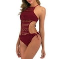thumbnail image 5 of Sngxgn Women's Swimsuit Plunge Neckline Cutout Criss Cross Bathing Suit(Red,L), 5 of 8