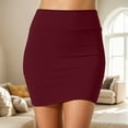 thumbnail image 3 of Women's Stretchy High Waist Pencil Mini Skirt Pure Color Casual Summer Skirt Comfortable Bodycon Short Skirt, 3 of 5