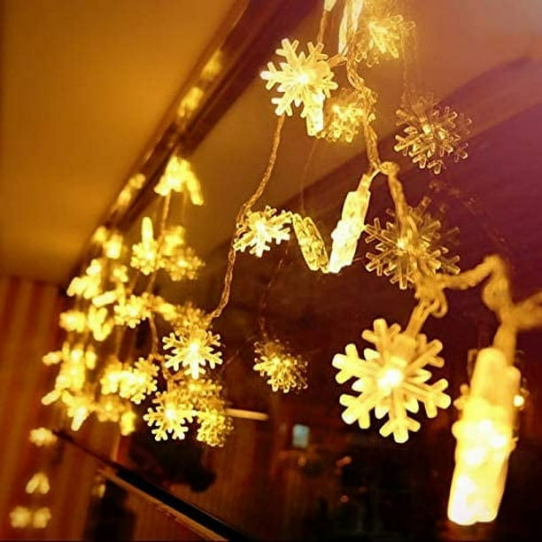 Christmas Lights 20 Ft 40 Led Snowflake String Lights Battery