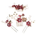 thumbnail image 1 of Conjunto de 4 peinetas de flores Qarigey para boda tocado elegante para niñas, 1 of 6