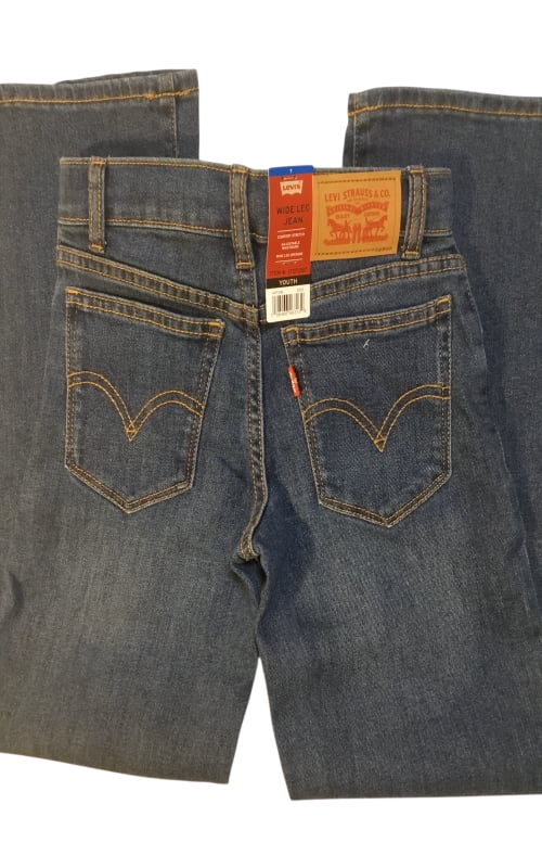Levi's Girls' Wide Leg Jeans, Stretch Denim, High Rise, Blue Wash, Size 7