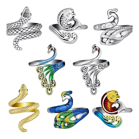 8-Piece Set of Adjustable Knitted Crochet Ring, Finger Guide Yarn Tension Ring for Knitting Rings