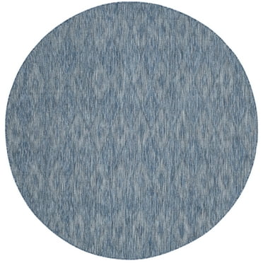 SAFAVIEH Courtyard Teodor Geometric Indoor/Outdoor Area Rug, Navy/Navy, 9' x 9' Round