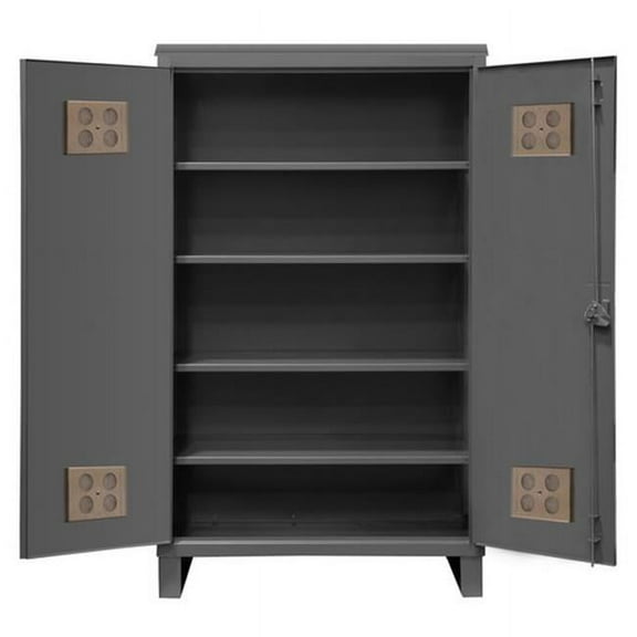 Durham HDCO246078-4S95 12 Gauge Recessed Door Style Lockable Cabinet with 4 Adjustable Shelves, Gray - 60 in.