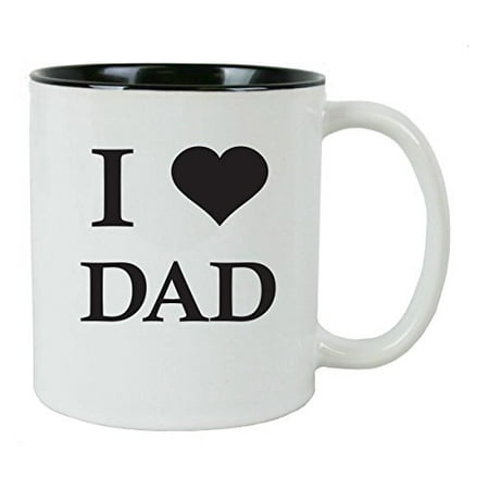I Love Dad 11 oz White Ceramic Coffee Mug with FREE Gift Box - Great Gift for Father's Day Birthday or Christmas Gift for Dad Grandpa