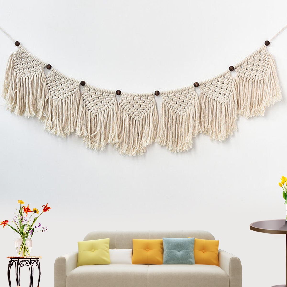 Home Decor Living Room Wall Art Decor Gift for Crafter Bohemian Macrame DIY Art and Craft Kit with Macrame Cord Wall Hanging Supplies DIY Craft Set for Bedroom Wall Hanging Decoration