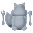 thumbnail image 1 of Juego de cubiertos de silicona suave para bebé, juego de seguridad con ventosa, tazón, taza, babero, cuchara, tenedor, cubiertos antideslizantes, bandeja de alimentación para niños, sin BPA, 2022, 1 of 4