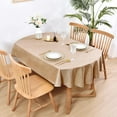 thumbnail image 2 of Faux Linen Oval Tablecloth Heavy Duty Wrinkle Resistant Fabric Table Cloths 60 x 102 Inch Flaxen Farmhouse Rustic Table Cover for Kitchen Dining Indoor Outdoor Tabletop Decoration, 2 of 6