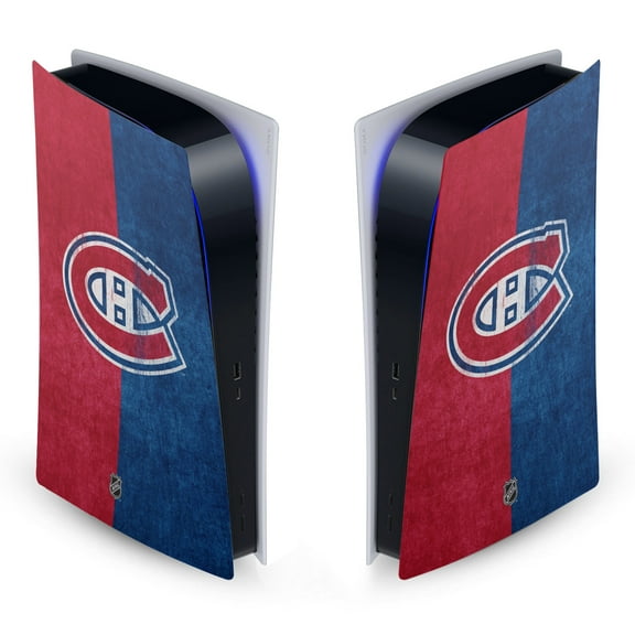 Head Case Designs Officially Licensed NHL Montreal Canadiens Half Distressed Vinyl Sticker Skin Decal Cover Compatible with Sony PS5 Digital Edition Console