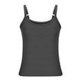 thumbnail image 5 of Olyvenn Women's Sleeveless Crop Tank Top Summer Fashion Slim Fit Scoop Neck Ribbed Knit Basic Crop Cami Shirts Tops Dark Gray S, 5 of 6