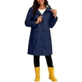 thumbnail image 7 of Zpanxa Womens Winter Jackets Long Hooded Waterproof Raincoat Striped Lined Lightweight Windbreaker Outdoor Jacket with Pockets Casual Travel, 7 of 7