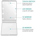 thumbnail image 4 of Compact Mirror- 1X/2X Magnifying Natural Daylight LED, Dimmable 8 LEDs Lighted Portable Folding Travel Mirror For Pocket, Purse, Gift -White, 4 of 5