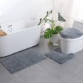 thumbnail image 3 of FFIY Bathroom Rugs and Mats Sets, 3 Piece Bathroom Rug Mat Sets, Includes U-Shaped Contour Toilet Mat, Superfine Fiber Bathroom Mat and Toilet Lid Cover, Machine Washable (Grey), 3 of 6