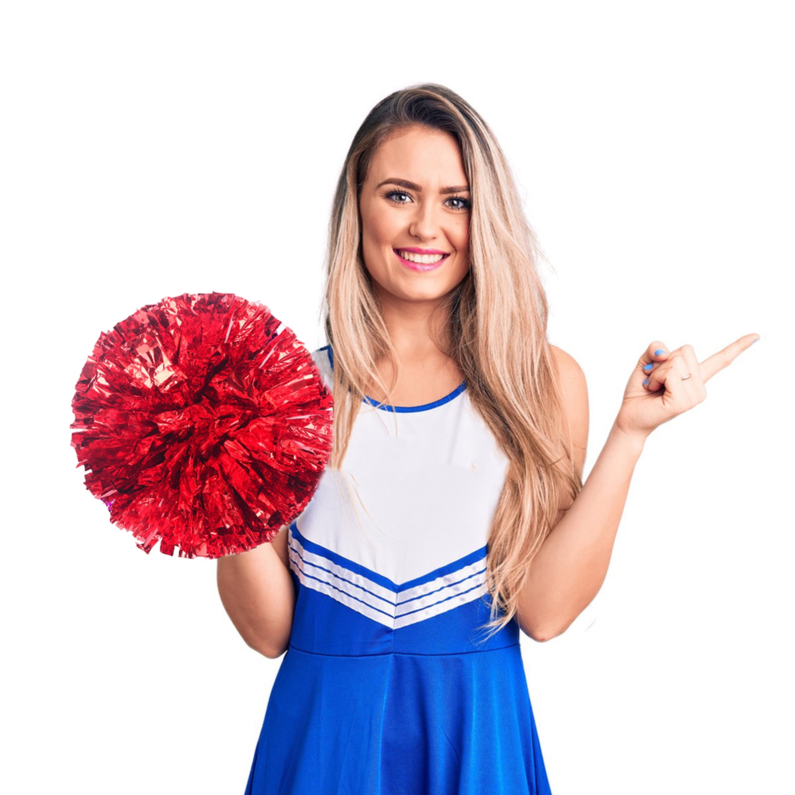 Eoperou Cheerleader Pom Poms - 10Pcs Metallic Cheerleader Pompoms with Finger Ring, Cheering Props for Squad Team