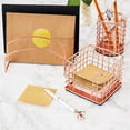 thumbnail image 2 of 3-Pc Set Rose Gold Office Supplies Desk Organizer Sticky Note Pen Letter Holder, 2 of 5