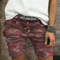 thumbnail image 4 of Yinreli High Waist Camouflage Print Women Shorts All-matched Stretchy Buttons Denim Shorts Streetwear, 4 of 7