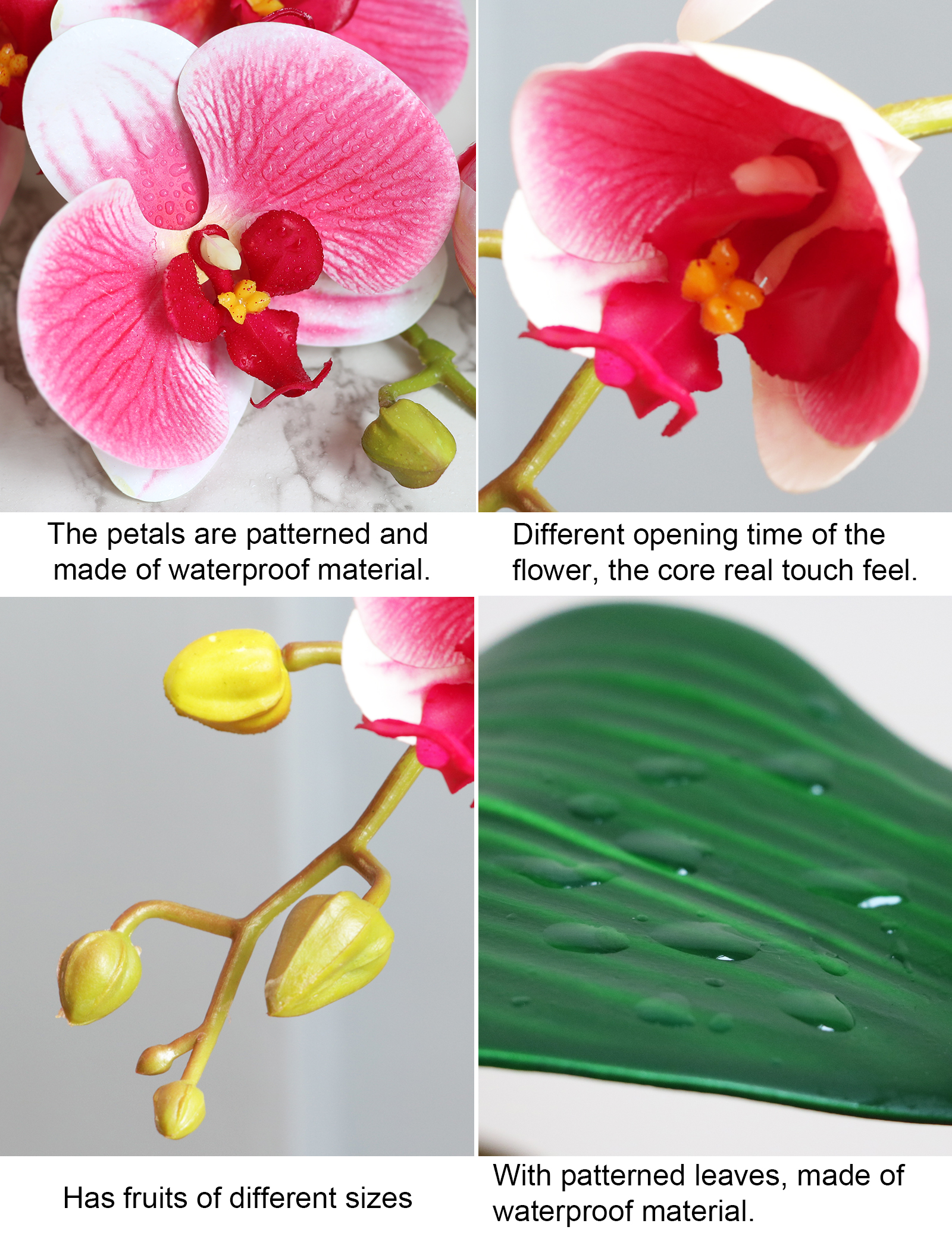 Forlaoers Modern 17" Pink Artificial Orchid Faux Flowers in vase Fake Plant Floral Arrangements Table Centerpieces for Dining Room Home Office Bathroom Decorations Indoor Farmhouse Wedding Decor
