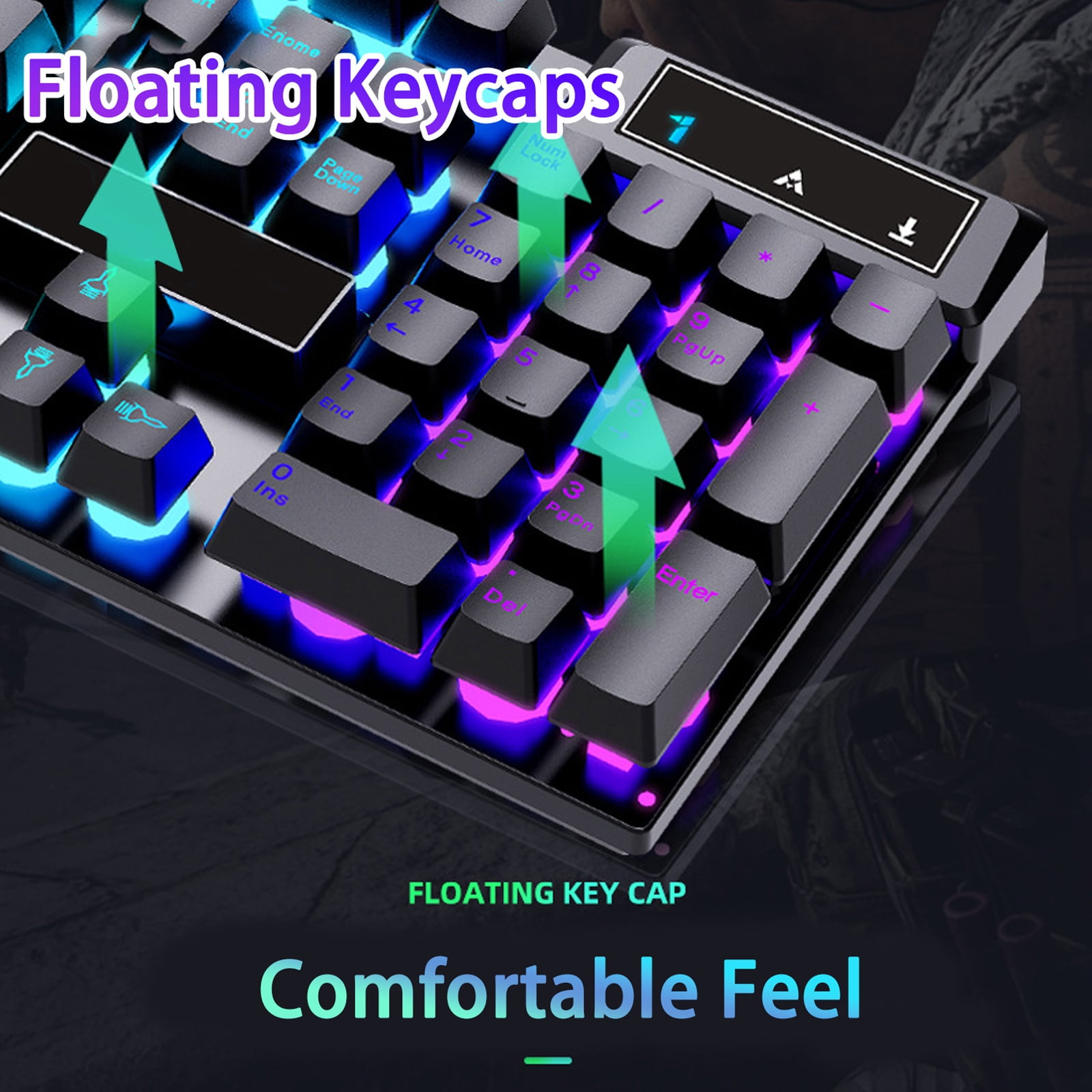 Gaming Keyboard and Mouse Combo, RGB LED Backlit Keyboard with 104 Key for PC/Laptop,White