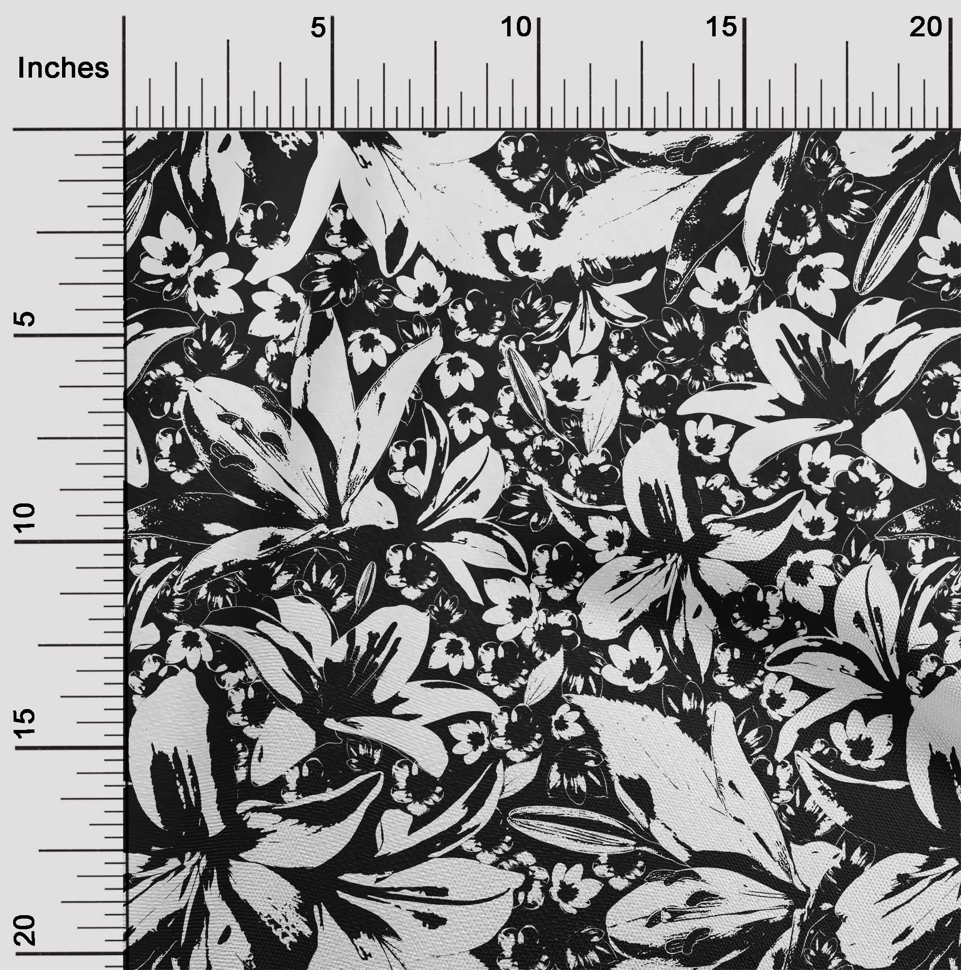 oneOone Cotton Silk Black Fabric Leaves & Floral Fabric For Sewing