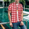 thumbnail image 6 of Lsque Red Checkboard Pattern Mens Polo Golf Shirts Funny Graphics Shorts Sleeve Button Shirts Baseball T-shirt-4X-Large, 6 of 7