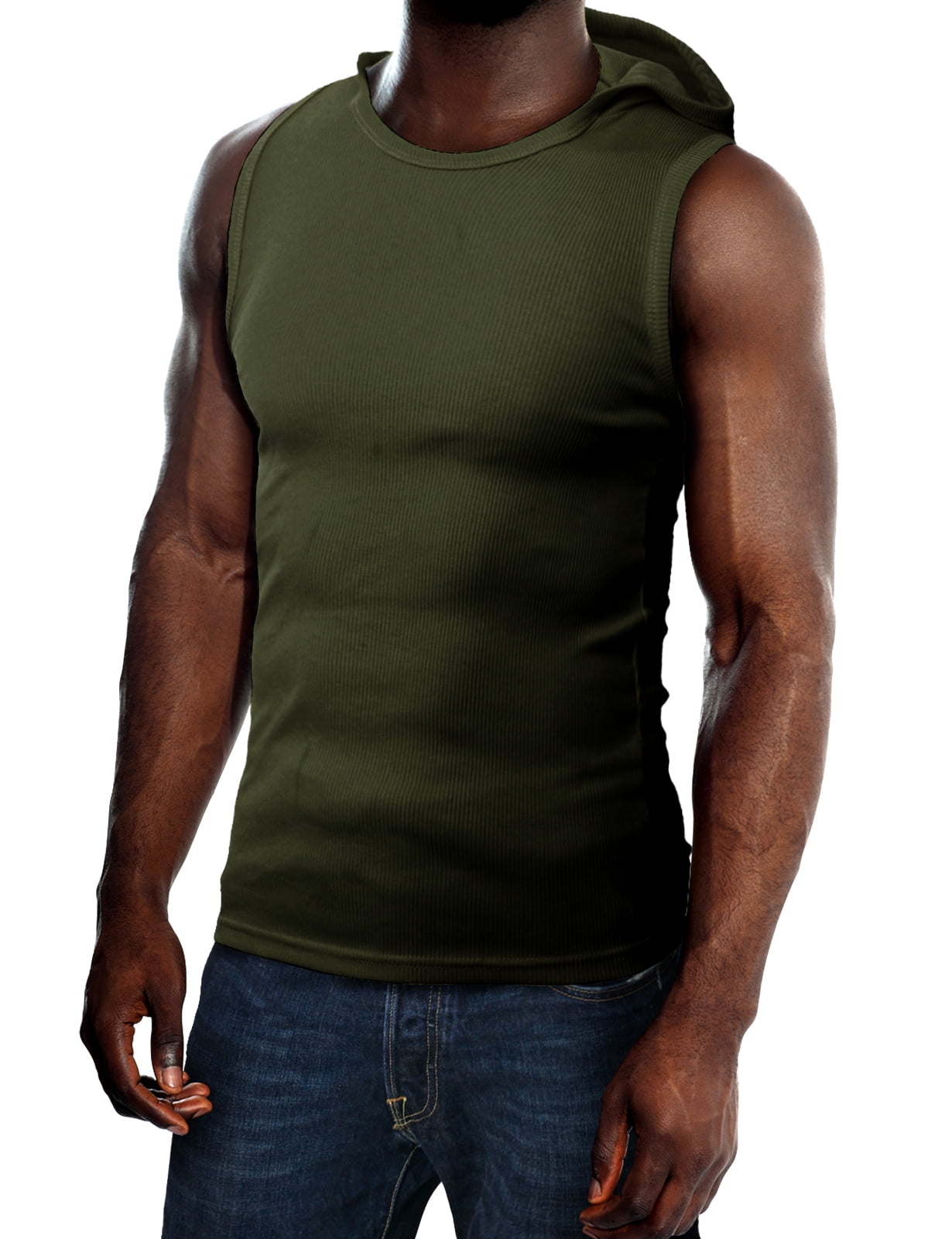 H2H Mens Casual Hoodie Tank Tops Sleeveless Shirts Gym Workout with Pockets