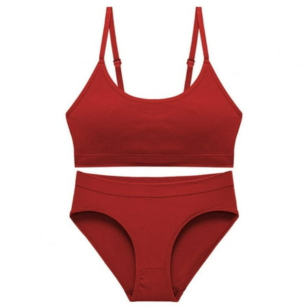 Sport Lingerie Set for Women Wireless Push Up Crop Tank Top Bra and High Waist Panty Set